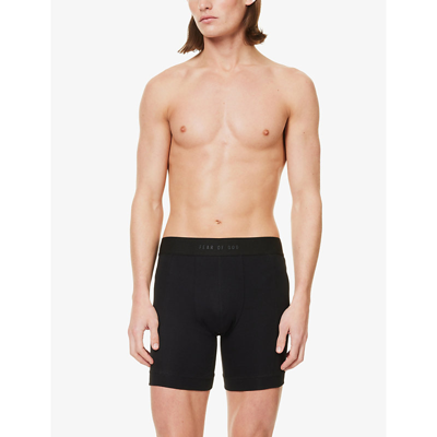 Shop Fear Of God Men's Black Elasticated-waistband Pack Of Two Stretch-cotton Boxer Briefs