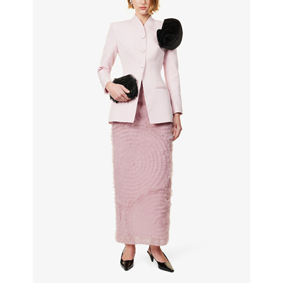 Shop Huishan Zhang Women's Lilac Ice Andrew Floral-brooch Wool Jacket