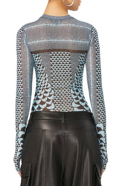 Afrm Kaylee Mesh Top In Aqua Petals
