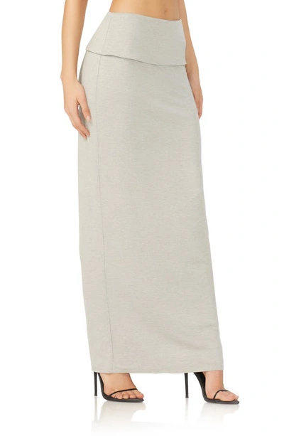 Shop Afrm Esin Foldover Jersey Maxi Skirt In Heather Grey
