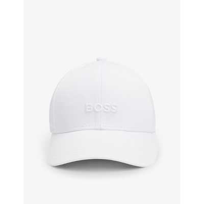 Shop Hugo Boss Boss Men's White Logo-embroidered Cotton-twill Cap