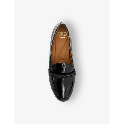 Shop Dune Women's Black-synthetic Patent Giuliettas Crystal-embellished Faux-leather Loafers