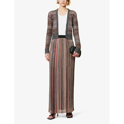 Shop Missoni Striped Sequin-embellished Knitted Cardigan In Multi-coloured