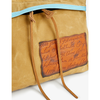 Shop Acne Studios Beige Blue Brand-patch Small Cotton-canvas Cross-body Bag