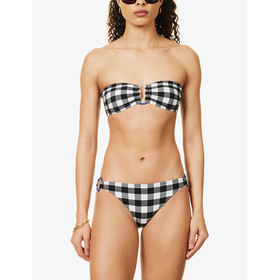 Shop Eres Women's Noir/blanc 23h Cube Gingham-pattern Bikini Top