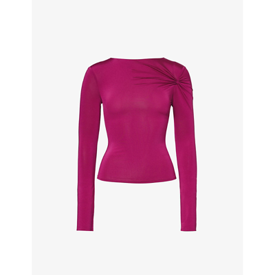 Shop 16arlington 16 Arlington Women's Fuchsia Nubria Long-sleeve Stretch-woven Jersey Top