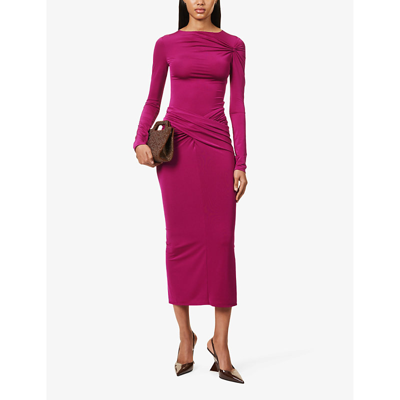 16arlington Nubria Gathered Stretch-jersey Top In Fuchsia