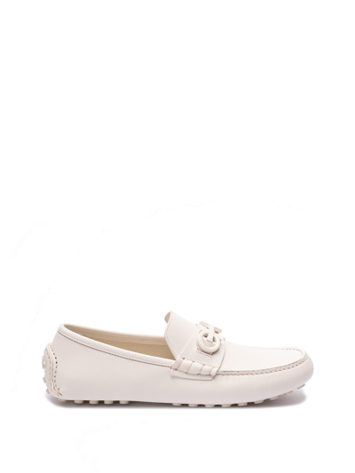 Shop Ferragamo `grazioso` Loafers In White