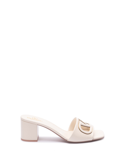 Shop Valentino `vlogo Cut-out` Sandals In Beige