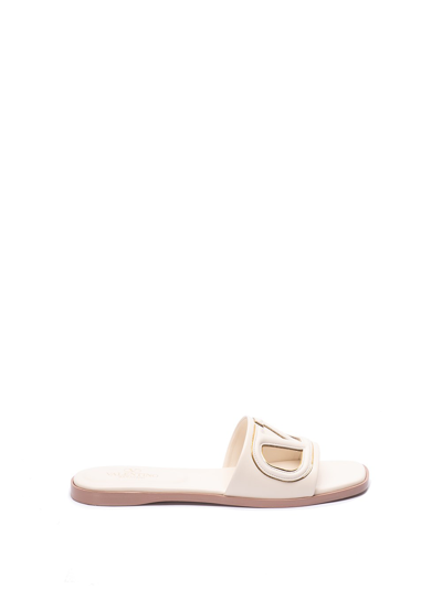 Shop Valentino `vlogo Cut-out` Sandals In Beige