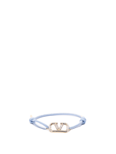 Shop Valentino `vlogo Signature Strass` Bracelet In Blue