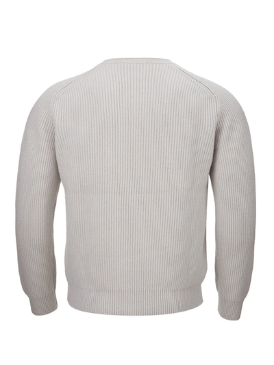 Shop Gran Sasso Elegant Grey Cashmere Round Neck Men's Sweater