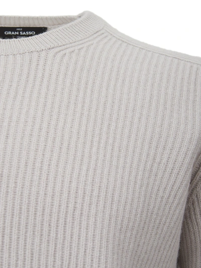 Shop Gran Sasso Elegant Grey Cashmere Round Neck Men's Sweater