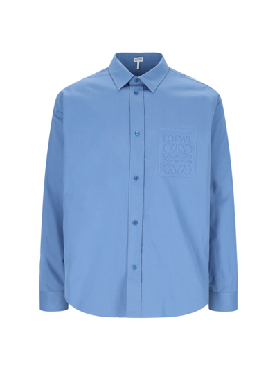 Shop Loewe Anagram Shirt In Light Blue