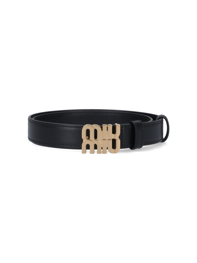 Shop Miu Miu Logo Belt In Black  