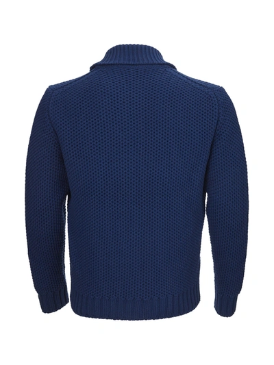 Shop Gran Sasso Elegant Wool Blu Zip Men's Sweater