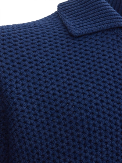 Shop Gran Sasso Elegant Wool Blu Zip Men's Sweater