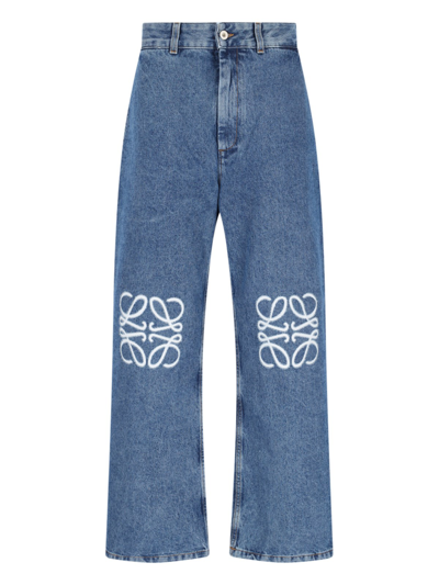 Shop Loewe 'anagram' Jeans In Blue