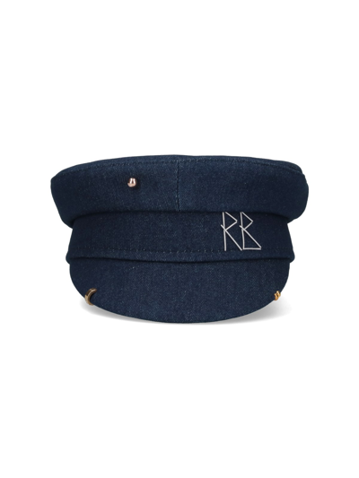 Shop Ruslan Baginskiy 'baker Boy' Denim Hat In Blue