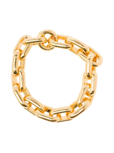 Shop Federica Tosi 'ella' 18k Gold Plated Bronze Chain Bracelet Woman In Grey