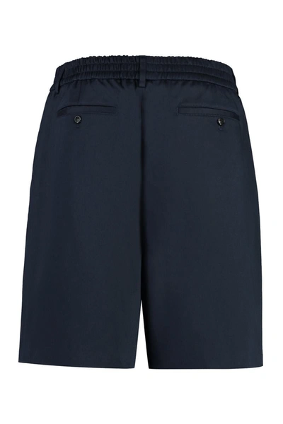 Shop Ami Alexandre Mattiussi Ami Paris Cotton Bermuda Shorts In Blue