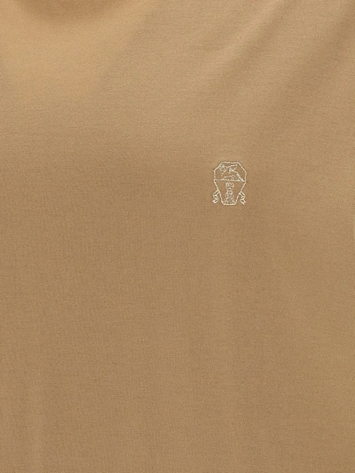 Shop Brunello Cucinelli Double Layer T-shirt In Beige