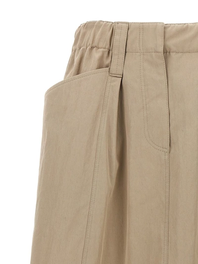 Shop Brunello Cucinelli Drawstring Skirt At The Hem In Beige
