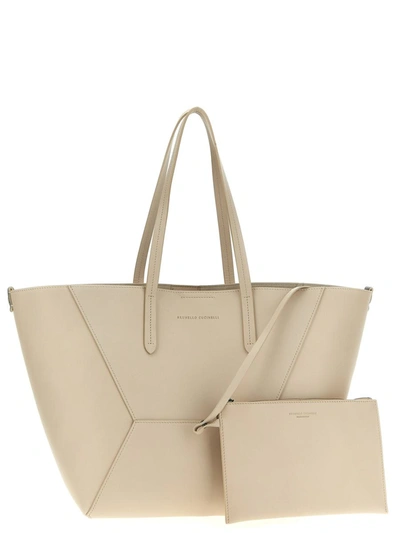 Shop Brunello Cucinelli Leather Shopping Bag In Beige