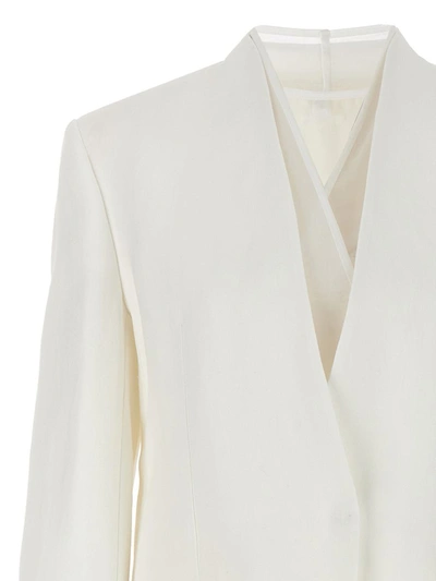 Shop Brunello Cucinelli Single-breasted Organza Insert Blazer In White