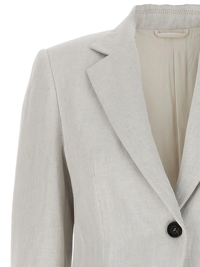 Shop Brunello Cucinelli Single-breasted Blazer In Gray