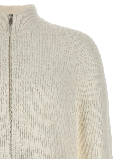 Shop Brunello Cucinelli Zip Sweater In White