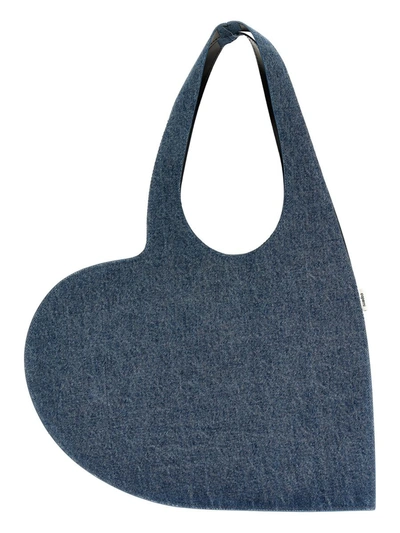 Shop Coperni 'mini Heart Tote Bag' Shoulder Bag In Blue