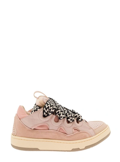 Shop Lanvin 'curb' Multicolor Low-top Sneaker With Oversized Laces In Leather  Woman In Pink