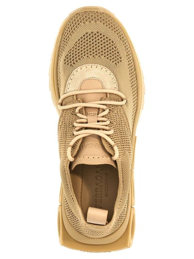 Ferragamo Gancini-plaque Low-top Sneakers In Beige