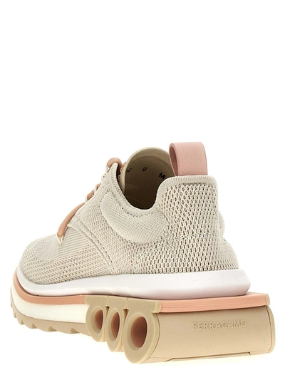Ferragamo Mesh Perforated Pull Tab Rubber Sole Sneakers In Multicolor