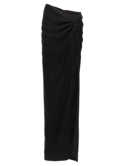 Monot Long Draped High-waisted Midi Skirt In Black
