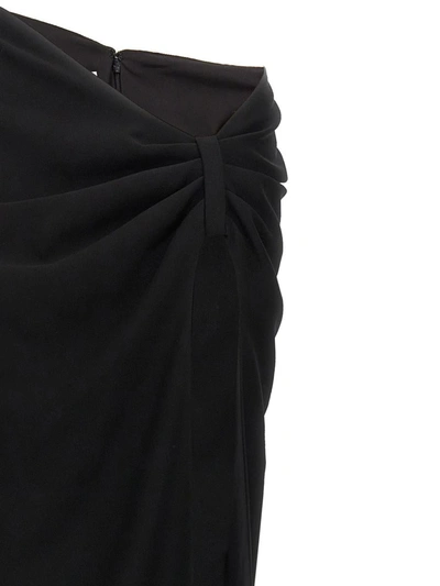 Monot Long Draped High-waisted Midi Skirt In Black