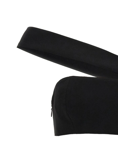 Monot One-shoulder Fitted Silhouette Top In Black