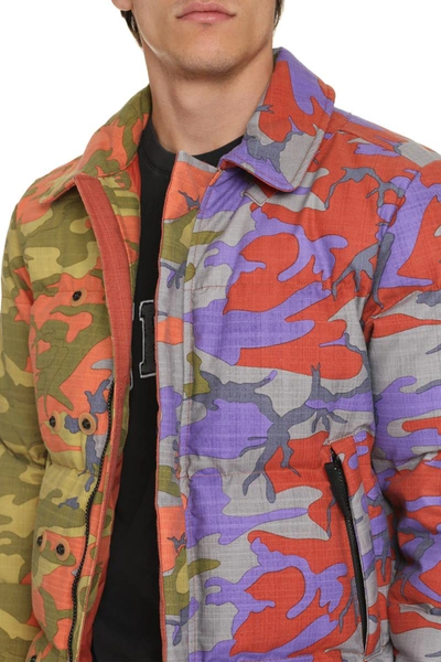 Shop Stone Island Hooded Nylon Down Jacket In Multicolor