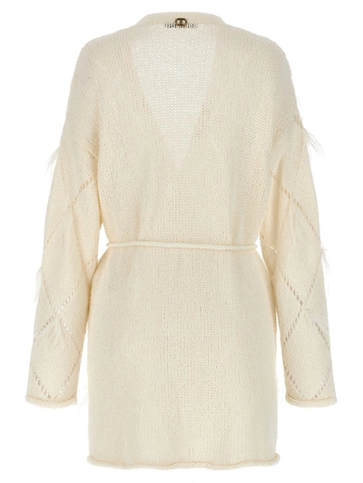 Shop Twinset Feather Cardigan In White