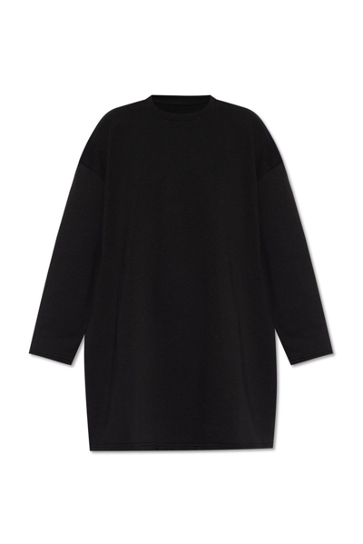 Shop Mm6 Maison Margiela Crewneck Sweatshirt Mini Dress In Black