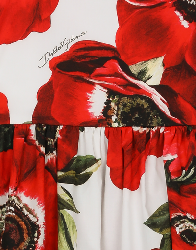 Shop Dolce & Gabbana Poplin Dress With Anemone Print