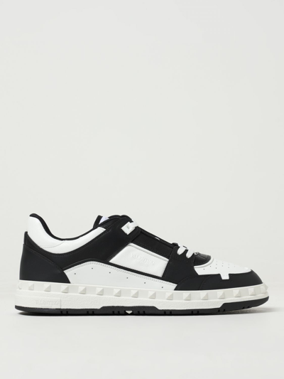 Shop Valentino Sneakers In Leather And Nylon In Black