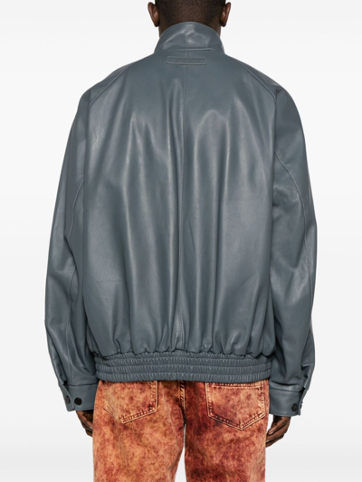 Shop Marni Bomber Jacket Men Grey In Leather