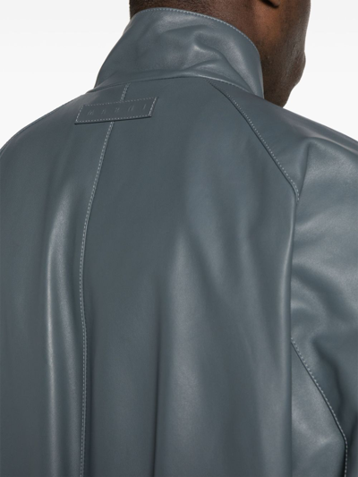 Shop Marni Bomber Jacket Men Grey In Leather