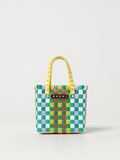 Shop Marni Bag In Woven Polypropylene In Green