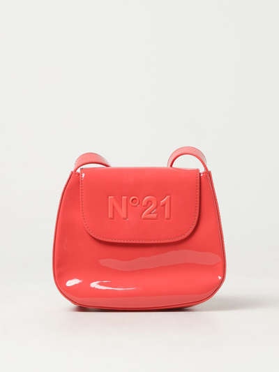 Shop N°21 Patent Leather Bag With Logo In Peach