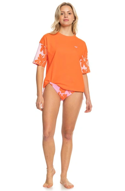 Roxy X Kate Bosworth Floral Blocked Organic Cotton T-shirt In Vermillion