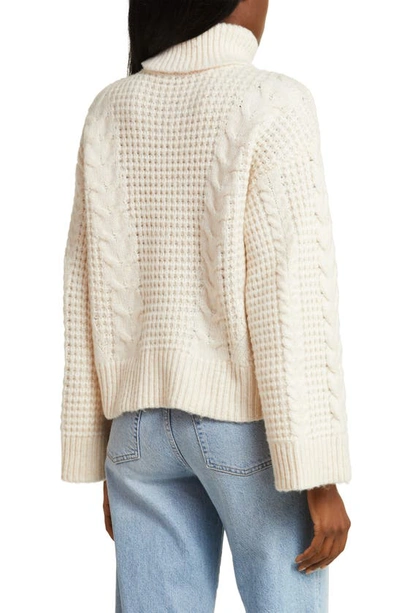 Shop Joe's The Harper Cable Stitch Recycled Polyester Blend Turtleneck Sweater In Eggnog