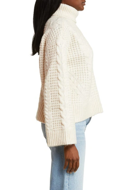 Shop Joe's The Harper Cable Stitch Recycled Polyester Blend Turtleneck Sweater In Eggnog